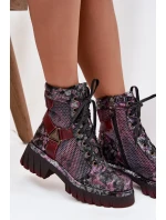 Kožené workery dámské model 21714221 bordó - Maciejka