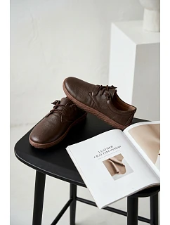 Kožené dámské polobotky Barefoot Zazoo 10189 Čokoládové