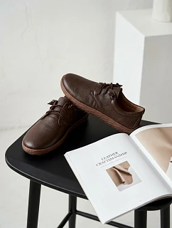 Kožené dámské polobotky Barefoot model 22074657 Čokoládové - Zazoo