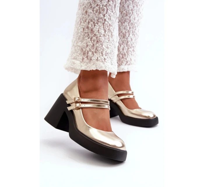 Lodičky na podpätku N381 zlaté - vykročte štýlovo Lodičky na podpätku N381 zlaté - vykročte štýlovo