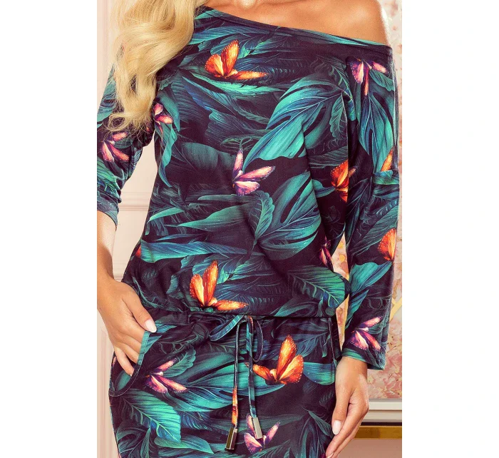 Sportovní dámské šaty se vzorem barevných a s kapsičkami model 9087890 - numoco