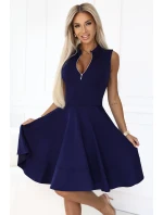 šaty s rozšířeným spodním dílem a zlatým zipem model 21171075 - numoco