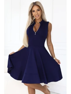 šaty s rozšířeným spodním dílem a zlatým zipem model 21171075 - numoco