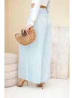 Dámske viskózové nohavice s elastickým pásom modré