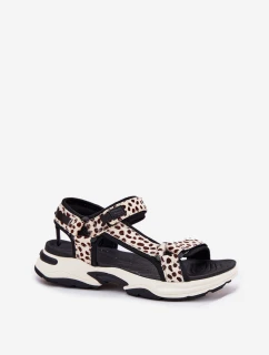 Sandały Damskie Na Rzepy D.Franklin DFSH406002 Czarno-Beżowe