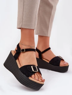 Dámské Sandály Na Klínu S Přezkou Černé model 21696177 - Boto