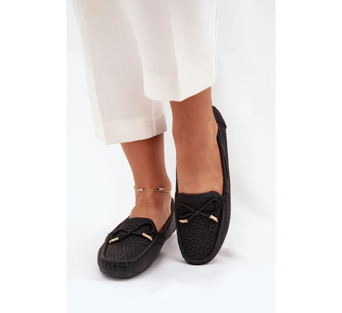 Mokasyny Damskie Z Ażurowym Wzorem I Wiązaniem Czarne Mirisa Mokasyny Damskie Z Ażurowym Wzorem I Wiązaniem Czarne Mirisa