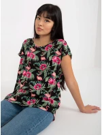 Dámská halenka model 18116277 černá a zelená - FPrice Dámská halenka model 18116277 černá a zelená - FPrice