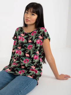 Dámska blúzka D73771R10978P čierna a zelená - FPrice