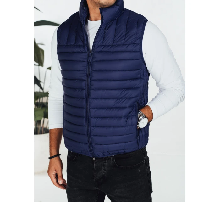 Pánská prošívaná tmavě modrá vesta model 21991576 - Dstreet
