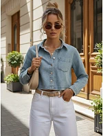 Krátka dámska džínsová košeľa s dlhými rukávmi FashionStreet TY5692