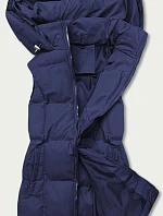 Tmavomodrá páperová dámska vesta s kapucňou (5M721-215)