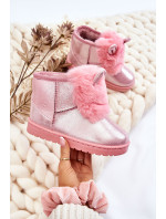 Dievčenské snehové teplé topánky s kožušinou s ušami Pink Betty