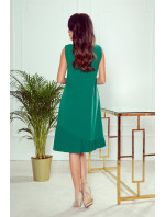 Trapézové šaty s asymetrickými ramienkami Numoco KARINE - zelené