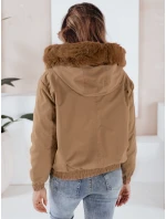 Dámská zimní bunda krátká s kožešinou světle hnědá Dstreet model 21991174 - FashionStreet