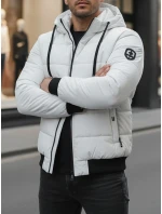 Pánská prošívaná zimní bunda s kapucí bílá Dstreet model 21993629 - FashionStreet