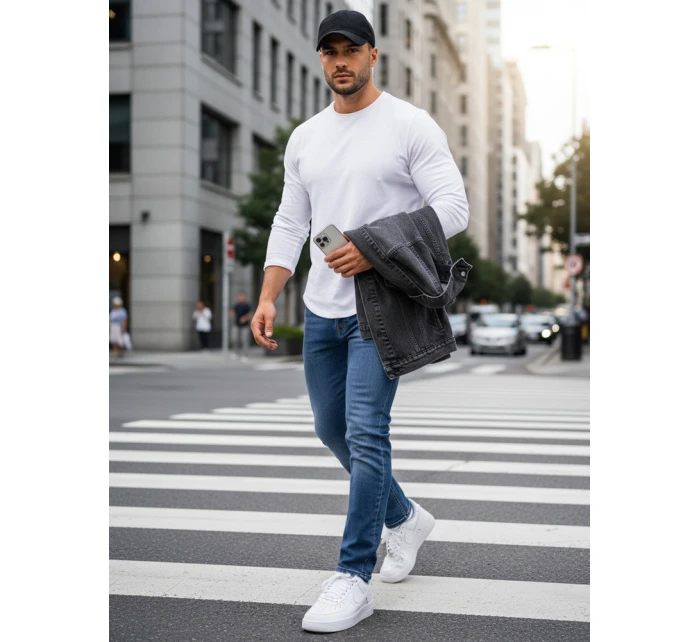 Pánske modré slim fit džínsy FashionStreet UX4475