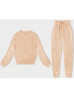 Dámská velurová souprava v broskvové barvě model 20095891 - J.STYLE Dámská velurová souprava v broskvové barvě model 20095891 - J.STYLE