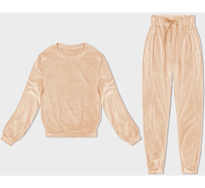 Dámská velurová souprava v broskvové barvě model 20095891 - J.STYLE Dámská velurová souprava v broskvové barvě model 20095891 - J.STYLE