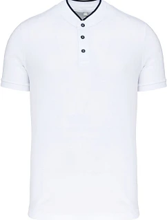 Kariban K 223 Pánske polo s mao golierom 20.K223 biela/námornícka modrá