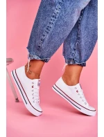 Damskie Klasyczne Trampki Białe Z Czerwoną Lamówką Ecoma Damskie Klasyczne Trampki Białe Z Czerwoną Lamówką Ecoma