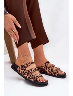 Klapki Damskie Z Paskami I Klamrami W Panterkę Brązowe Uliri Klapki Damskie Z Paskami I Klamrami W Panterkę Brązowe Uliri