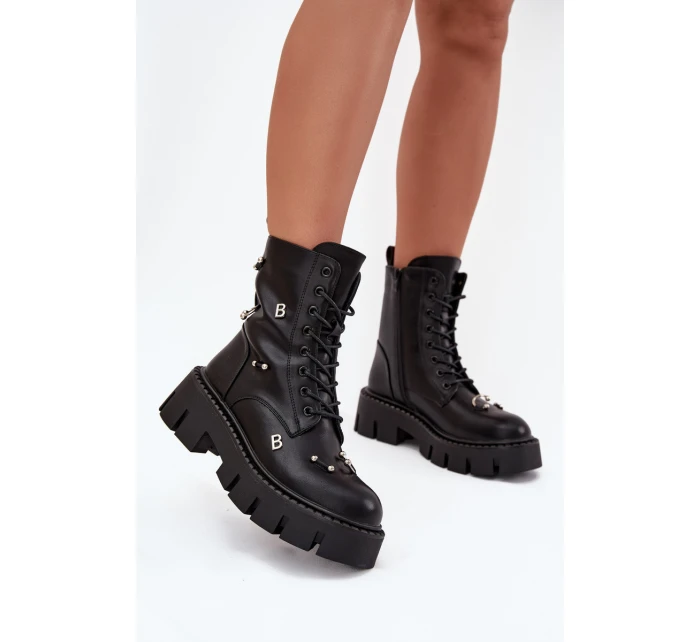 Botki Workery Damskie Z Ozdobami Ocieplane Czarne Lunea Botki Workery Damskie Z Ozdobami Ocieplane Czarne Lunea