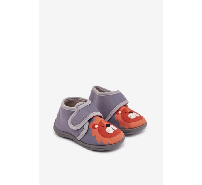 Dětské pantofle na suchý zip šedé model 21794076 - Boto