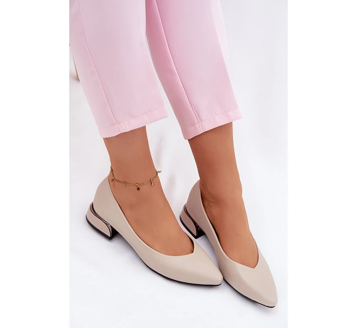Baleríny Vinceza Béžové na nízkém podpatku