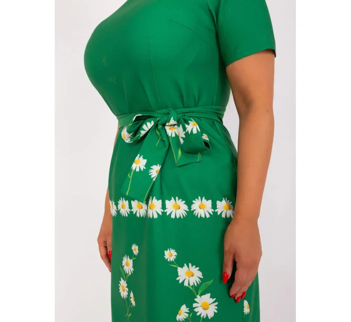 Dámské šaty plus size LK SK model 20965288 Zelená s potiskem - FPrice Dámské šaty plus size LK SK model 20965288 Zelená s potiskem - FPrice