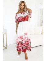 Dlouhé letní španělské šaty s červeným květinovým model 21176213 - numoco basic Dlouhé letní španělské šaty s červeným květinovým model 21176213 - numoco basic