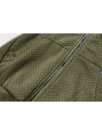 Rozopínacia bodkovaná mikina v khaki farbe (AMG830)