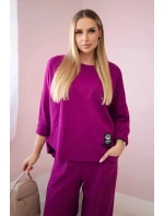 Bavlnená mikina nohavice set slivka