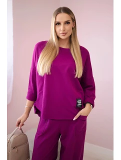 Bavlnená mikina nohavice set slivka