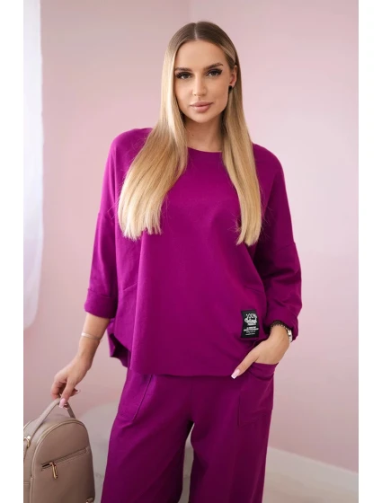 Bavlnená mikina nohavice set slivka