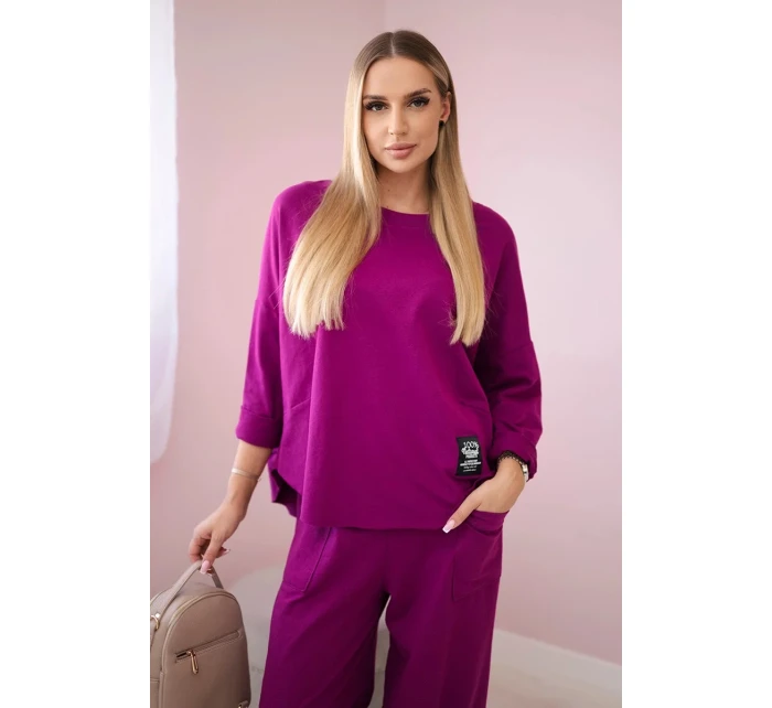 Bavlnená mikina nohavice set slivka