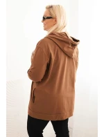 Dámská mikina Plus Size bavlněná s kapucí a velkým model 21399821 H camelová - K-Fashion