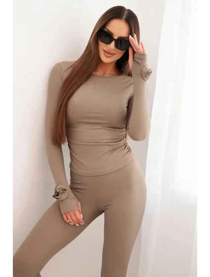 Dámska pruhovaná súprava z viskózy s dlhými rukávmi a legínami fango