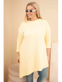 Dámské šaty Plus Size z viskózy s volným střihem a dlouhým rukávem žlutá