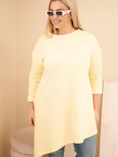 Dámské šaty Plus Size z viskózy s volným střihem a dlouhým rukávem žlutá