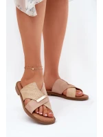 Damskie Klapki Na Płaskim Obcasie Z Ozdobnym Detalem Vinceza 17385 Beżowe