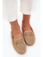 Dámské mokasíny s vzorem a šněrováním Khaki model 21704501 - Boto Dámské mokasíny s vzorem a šněrováním Khaki model 21704501 - Boto