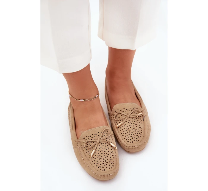 Dámské mokasíny s vzorem a šněrováním Khaki model 21704501 - Boto Dámské mokasíny s vzorem a šněrováním Khaki model 21704501 - Boto