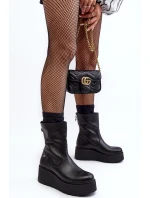 Damskie Skórzane Botki Na Masywnej Platformie Maciejka A7161-01 Czarne