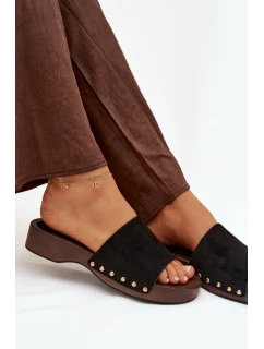 Dámské pantofle se zlatými sponami Černé model 21918775 - Boto