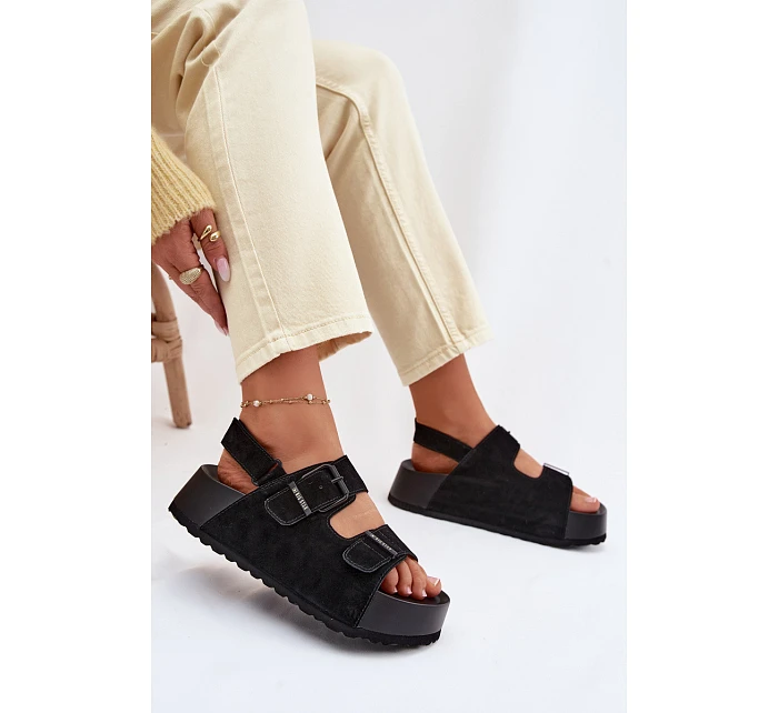 Semišové sandály na platformě Big Star TT274237 Černé