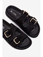 Dámské pantofle se zlatými sponami Černé Pelorin