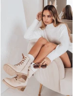 Dámské semišové šněrovací boty béžové Dstreet model 21993870 - FashionStreet