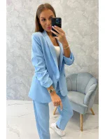 Elegantná súprava saka a nohavíc v modrej farbe