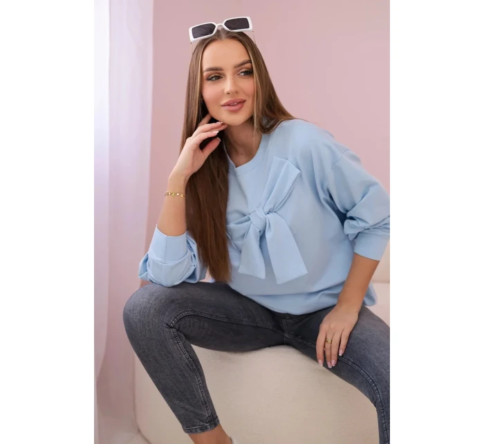 Bavlnená blúzka s mašľou modrá